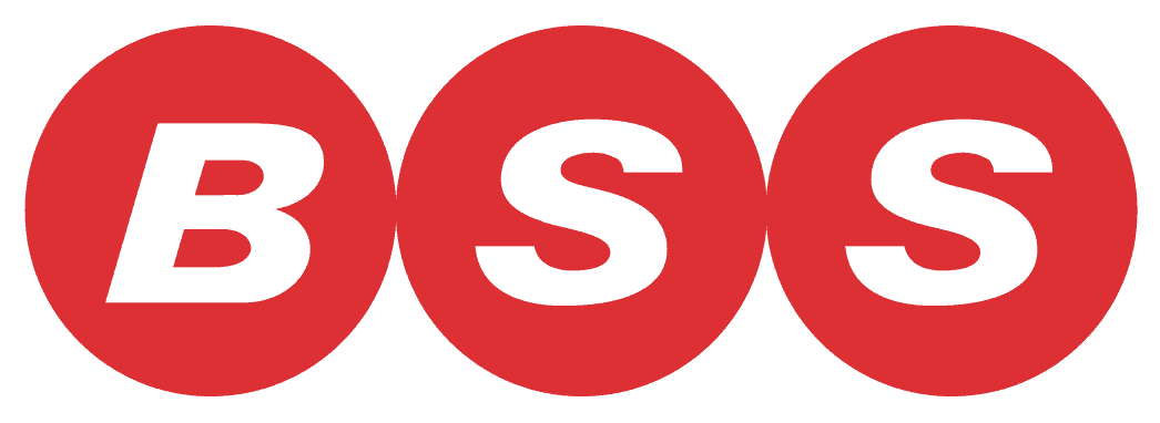 Red circular logo with white "BSS" letters.